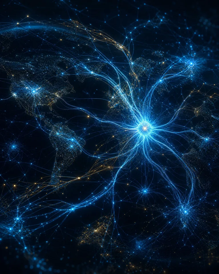 A luminous neural network connecting signals across complex systems